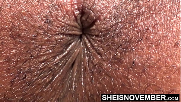 I’m Poking Out My Stinky Big Ass Hole And Hairy Pussy Lips Closeup, Cute Ebony Girl Sheisnovember Hot Brown Thighs Spread Apart While Winking My Asshole Posing, Half Nude and Bottomless In Her Bedroom While Natural Tits Exposed  on Msnovember